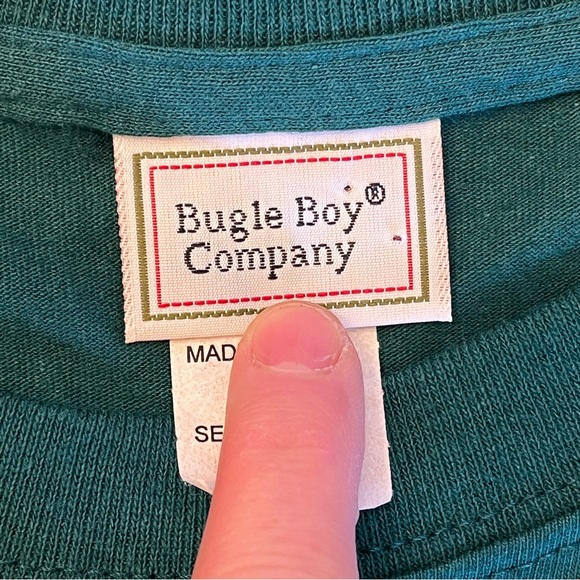 Bugle Boy Men’s Vintage Short Sleeve Green Crewneck Pocket Tee T-shirt L - Picture 5 of 12